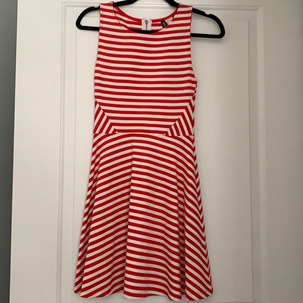 H&M Red and White Striped Dress